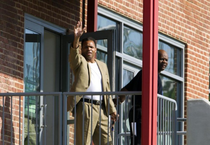 Former U.S. Rep. Jesse Jackson Jr. leaves the Volunteers of America halfway house in Baltimore, where he'd been living since his release from an Alabama federal prison in March, Monday, June 22, 2015. Jackson was convicted in 2013 for misuse of campaign funds. (AP Photo/Jose Luis Magana)