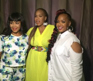 Sisters Erica Campbell, Tina Campbell and Goo Goo photo’d backstage after performance. (Brittany K. Jackson/LA Sentinel)