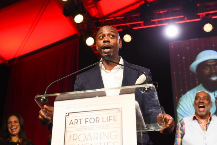 Comedian Dave Chappelle speaks at the RUSH Philanthropic Arts Foundation’s Art for Life Benefit at Fairview Farms in Water Mill on Saturday, July 18, 2015, in New York. (Photo by Scott Roth/Invision/AP)