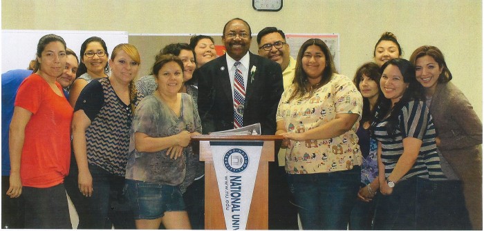 Dr. Saul Lankster II with his class at National University (courtesy photo)