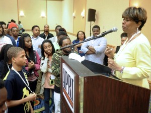 Clayola Brown, president of the A. Philip Randolph Institute with participants to the APRI Youth Conference Courtesy Photo