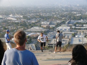 Leony Mendez beats his time at last year's Overlook Challenge on the 282 Stair Climb