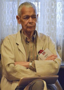 Julian Bond listens to stories from people attending the "Vietnam: The Power of Protest" rally at the New York Avenue Presbyterian Church in Northwest Washington, D.C. (Roy Lewis/The Washington Informer)