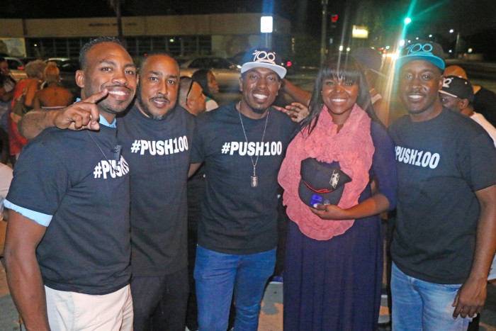 From left are Tyree Brown, Greater Zion Deacon Kenny Walker, Greater Zion Pastor Michael Fisher, Compton Mayor Aja Brown and Deacon Danny Harrison.