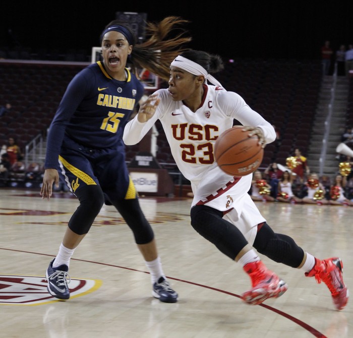 Senior guard Brianna Barrett (right) averaged 9.6 points per game during the 2014-2015 season (Amanda Scurlock, LA Sentinel)