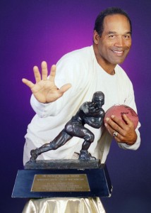 The photo of O.J. Simpson with his Heisman trophy was the last set of photos taken of O.J. Simpson with a Heisman trophy.  O.J. Simpson is now serving 33 years for armed robbery in prison in Las Vegas for attempting to get his memorabilia back from this for my agent as some other memorabilia dealers.  Some of the main articles O.J. Simpson was attempting to recover were photos of him with a Heisman trophy a similar to this one.  Mr. Simpson was actually trying to recover photos that had been stolen from me by his agent Mike Gilbert.  In 2013 my news organization one a Federal lawsuit against light Gilbert for Federal copyright violations.