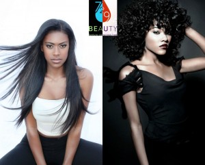 (Left) Model demonstrates one of the three core hair types: 7 (straight) and (Right)Hair type 9 (Curly/Coily) is full with body and density. (Courtesy Photo)