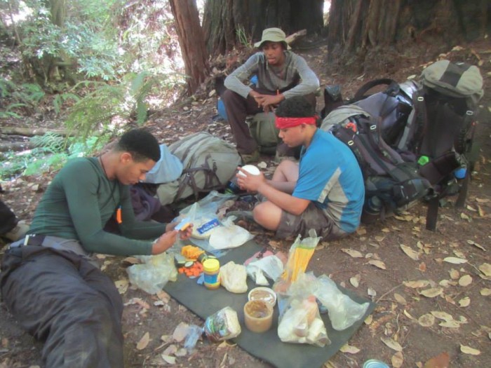 Matthew Durousseau, Gavin Magdaleno and Enrique Solorio prepare lunch. (courtesy photo)