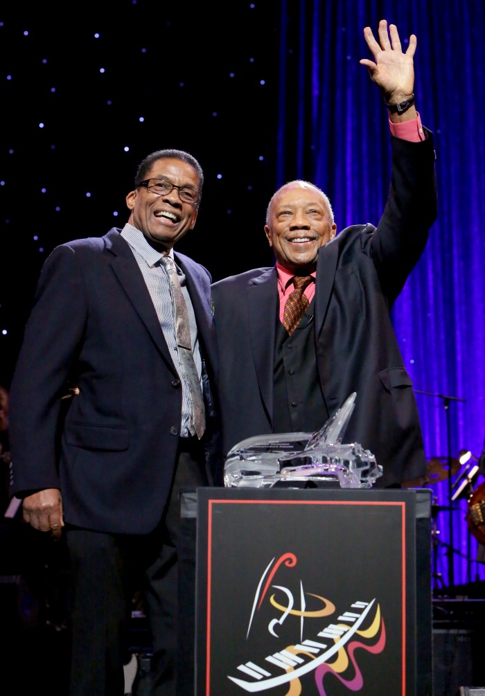 Honoree Quincy Jones with Herbie Hancock Photo:  Getty Images/Monk Institute