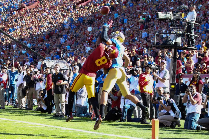 Cornerback Iman Marshall Intercepted 2 UCLA Passes. Photo:  Jordon Kelly