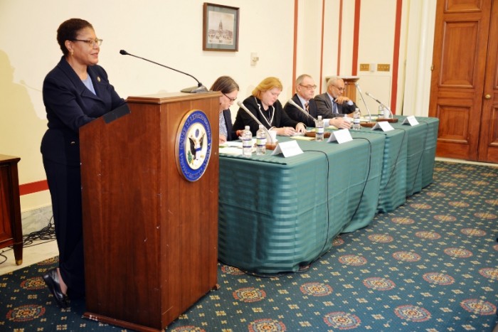 Karen Bass speaks about refugee crisis at forum Courtesy Photo