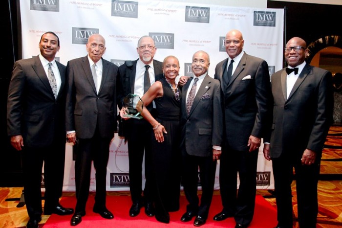 (L-R):  Byron Purcell, Judge Charles R. Scarlett (Ret.), Robert H. McNeill, Jr., Eulanda Matthews, Judge Robert Roberson, Jr. (Ret.), Rickey Ivie, Keith Wyatt. Courtesy Photo