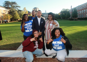 Terrence J poses with students after the #MyUntold panel. (Photos Provided by Myles Worthington)