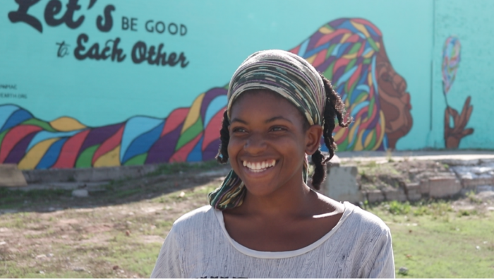 Mural contributor Lonnie Wade talks growing up near the once desolate area on 54th and Crenshaw. 