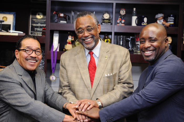 (L-R) Council President Herb Wesson, Council member Curren Price,  and Council member Marqueece Harris-Dawson. (Valerie Goodloe photo)