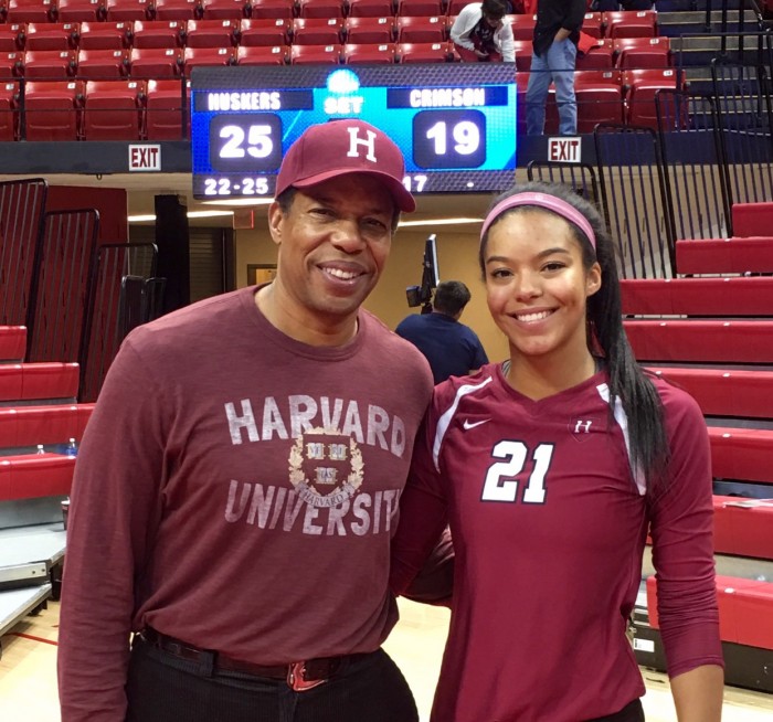 Cornelius poses with her father Tony at the NCAA Tournament (Courtesy of Tony Cornelius)