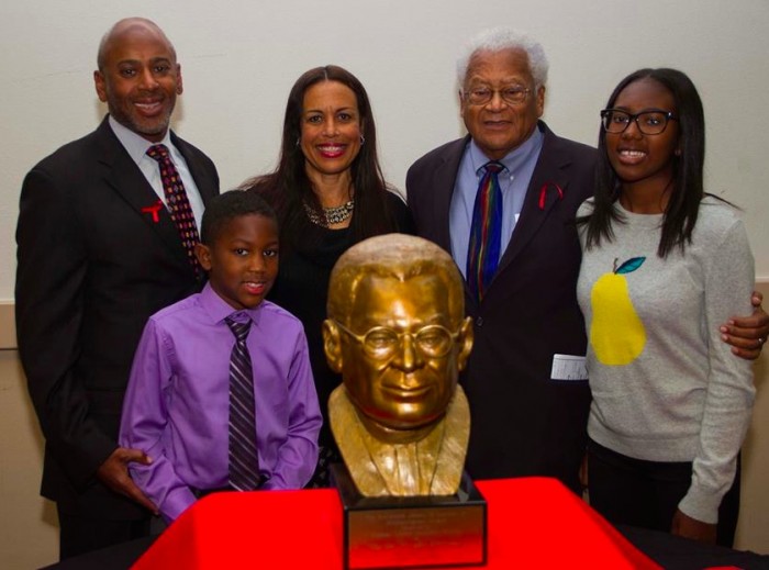 John M. Lawson III, Devin Lawson, Artist Toni Scott, Reverend James M. Lawson, Jr., and Raven Lawson. (photo by Joseph Luckett and Jules Green)