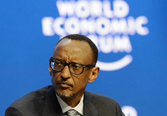 This is a Friday, Jan. 23, 2015 file photo of President of Rwanda Paul Kagame as he attends a panel session at the World Economic Forum, WEF, in Davos, Switzerland. Rwandan President Paul Kagame declared Friday Jan. 1, 2016 that he will run for a third term in office after his second seven-year term expires in 2017, a move opposed by the U.S., a key ally. (AP Photo/Keystone, Jean-Christophe Bott, File)