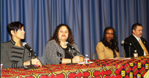 Panelists Rev. Deborah Manns, Gabriella Lewis, Jane Creighton and Sergeant Jeffrey Walker discuss perils of child sex trafficking and initiatives to eradicate the issue in South LA. Photos by Brittany Jackson 