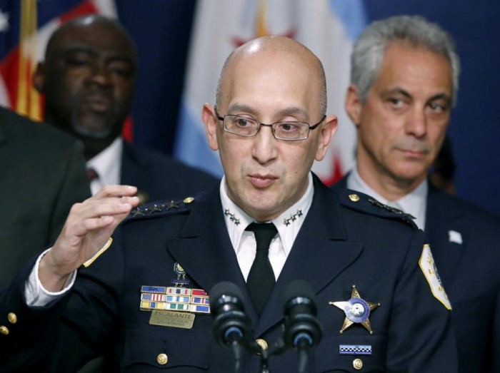  In this Dec. 30, 2015 file photo, Chicago interim Police Superintendent John Escalante speaks at a news conference in Chicago. On Monday, Feb. 1, 2016, Escalante said he doesn't know why homicides and shootings climbed so dramatically in January 2016 compared with the same month last year. He did say one concern is the significant decrease in the number of investigatory stops in January that coincides with a change in the policy regarding such stops. Officers now must fill out far lengthier documents than the brief "contact cards" they previously used. (AP Photo/Charles Rex Arbogast, File)