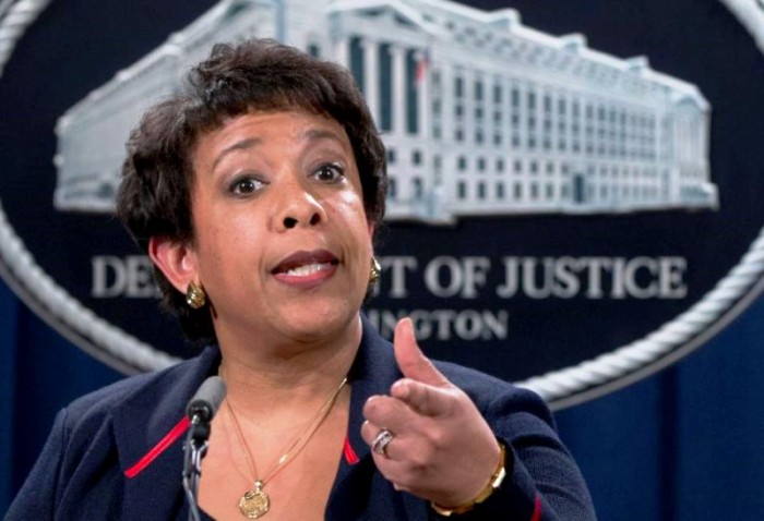 Attorney General Loretta Lynch speaks during a news conference at the Justice Department in Washington,Wednesday, Feb. 10, 2016, about Ferguson, Missouri. The federal government sued Ferguson on Wednesday, one day after the city council voted to revise an agreement aimed at improving the way police and courts treat poor people and minorities in the St. Louis suburb. (AP Photo/Carolyn Kaster)