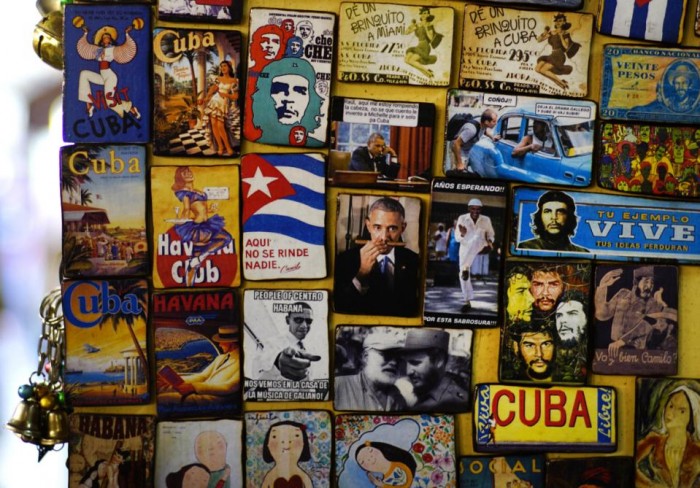 Refrigerator magnets are displayed for sale in a tourist shop, several showing images of U.S. President Barack Obama, at a market in Havana, Cuba, Monday, March 14, 2016. President Obama will travel to Cuba on March 20. (AP Photo/Ramon Espinosa)