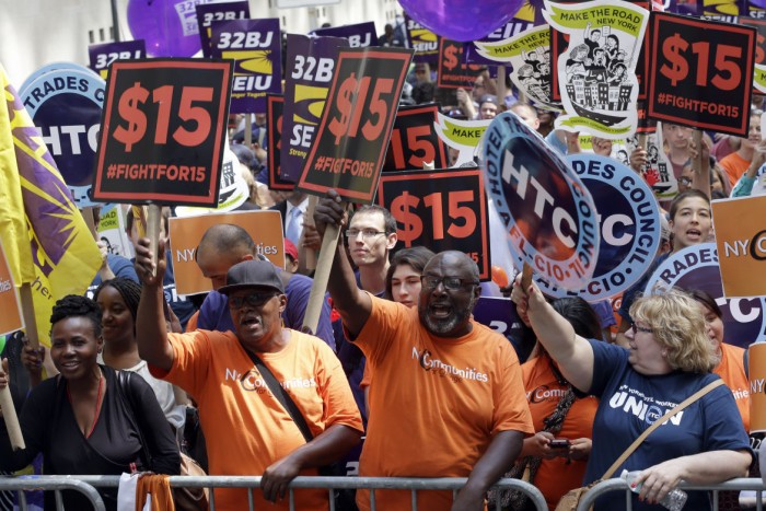 Labor activists, state lawmakers and local leaders, including Los Angeles Mayor Eric Garcetti, on Monday hailed a deal struck with Gov. Jerry Brown and state legislative and labor leaders to raise the statewide minimum wage to $15 per hour by 2022. (courtesy photo)