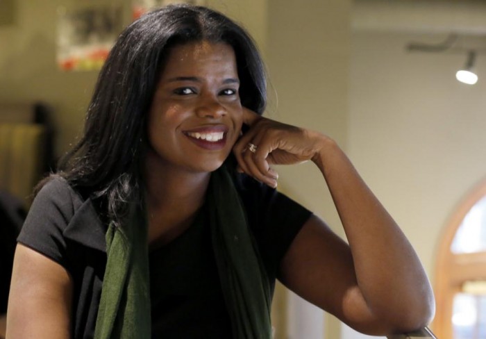 Kim Foxx poses for a portrait before an interview with The Associated Press, two days after her primary win over incumbent Democratic Cook County State's Attorney Anita Alvarez, Thursday, March 17, 2016, in Chicago. (AP Photo/Charles Rex Arbogast)