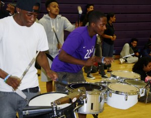 The Woodcraft Rangers drumline at Manual Arts High School gave an incredible performance energizing the crowd