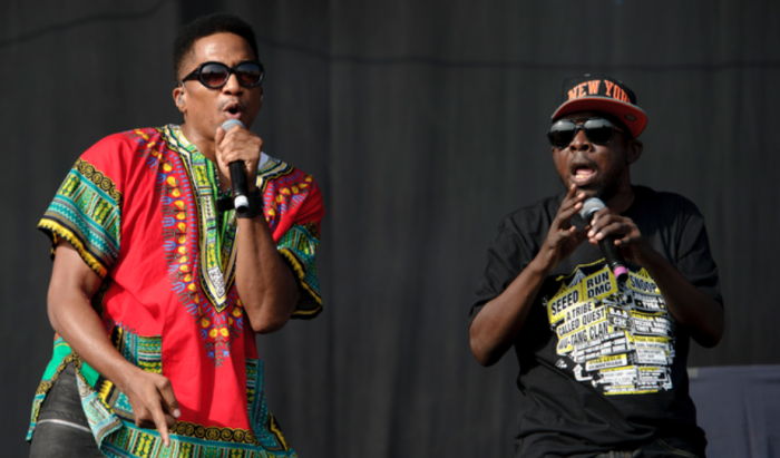 FILE - In this July 14, 2013 file photo, Q-Tip, left, and Phife Dawg from U.S group A Tribe Called Quest performs on stage during the Wireless Festival at the Queen Elizabeth Olympic Park, in London. Dawg, a masterful lyricist whose witty wordplay was a linchpin of the groundbreaking hip-hop group, died Tuesday, March 22, 2016, from complications resulting from diabetes, his family said in a statement Wednesday. He was 45. (Photo by Jonathan Short/Invision/AP, File)