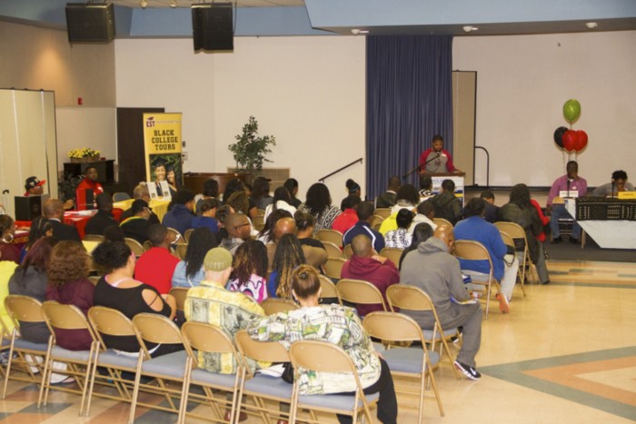 Students and parents learn about financial resources for college at Holman UMC's seminar.