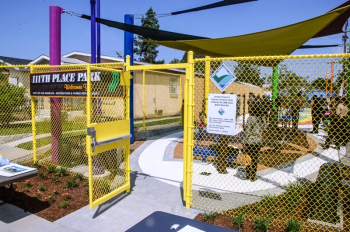 The park in South L.A features amenities such as a colorful playground, adult fitness equipment, fruit trees and drought-tolerant landscaping. (Courtesy Photo)