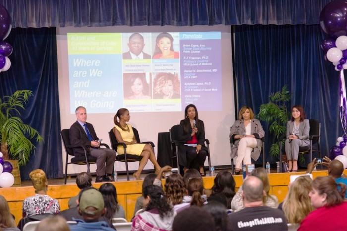 (From Left -to-Right): Neurologist Dr. Daniel Geschwind, MD, actress and autism advocate, Holly Robinson Peete, Special Needs Network president, Areva Martin, actress and autism advocate, Tisha Campbell-Martin and Dr. Kristina Lopez, Ph.D held a panel on special needs at the 10th annual Tools for Transformation conference. Courtesy Photo