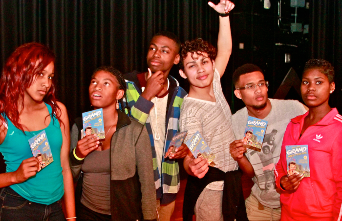 Theater and acting students from Dorsey High School prepare for their performance of “Once on this Island, at the upcoming Grand Arts Festival, downtown LA, on April 16th, 2016 (photo E. Mesiyah McGinnis)