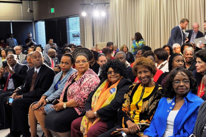 Pressley Burroughs, Administrative Judge Faith Mitchell, L.A. Fire Commissioner Jimmie Woods Gray attended the event where Hillary Clinton shared her presidential platform on issues such as mental health, gun control and equal pay Courtesy Photo