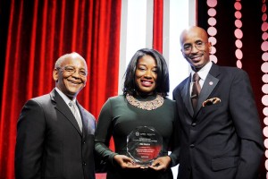 Noel Massie (Board Chair LAUL and US Operations Manager for UPS), Erika McCall (Assistant Director of Manifest Your Destiny Foundation and TTN Honoree) and Nolan Rollins (President of the Los Angeles Urban League) Photos by Ian Fox (Foxx Media) & Valerie Goodloe (Cover Up Photos)