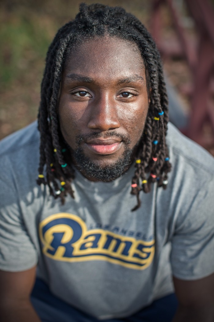 LA Rams Rookie Tight End Temarrick Hemingway.  Photo:  Jeff Lewis