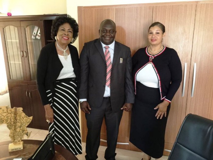 (Left) the honorable Diane E. Watson, (center) the Consulate of the Central African Republic, Ambassador Tochil Nwaneri, and (right) Stephanie Grayson aid to Ambassador Watson