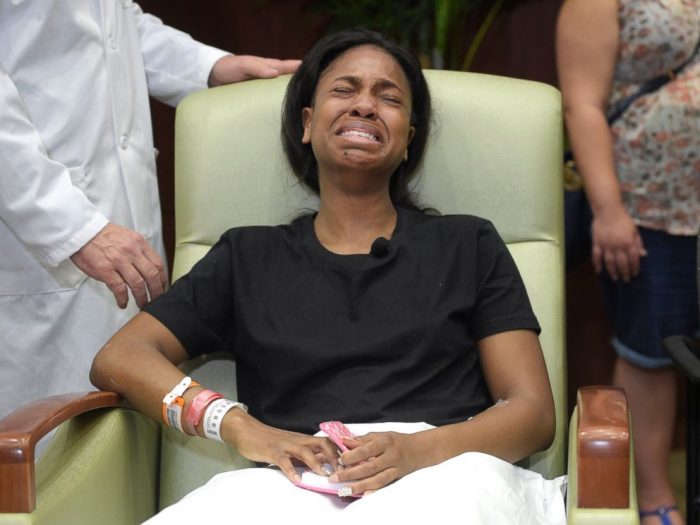 Patience Carter, a victim in the Pulse nightclub shooting from Philadelphia, becomes emotional after giving her story. Last week, one of the country's largest statewide LGBT advocacy organizations announced its support at Los Angeles City Hall last week for a gun control package proposed by state lawmakers “to make sure another Orlando cannot occur again anywhere, ever…” (AP file photo)