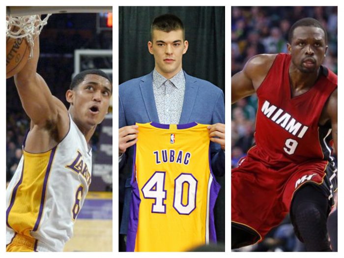 (Left to Right) Jordan Clarkson, Ivica Zubac, and Luol Deng(AP Photos)