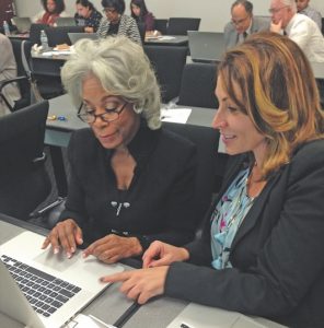 Indexing for the Freedmen’s Bureau Project are Pepperdine Graduate School Dean Helen Easterling Williams (left) and Autumn Luscinski, Assistant Dean of Faculty and Staff Development. (photo by Phani Alluri)