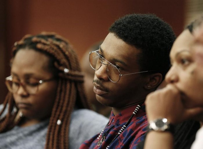  Marquez Tolbert watches during the trial for Martin Blackwell in Atlanta, Wednesday, Aug. 24, 2016. Blackwell is accused of pouring hot water on him and another man as they slept. (AP Photo/John Bazemore)  