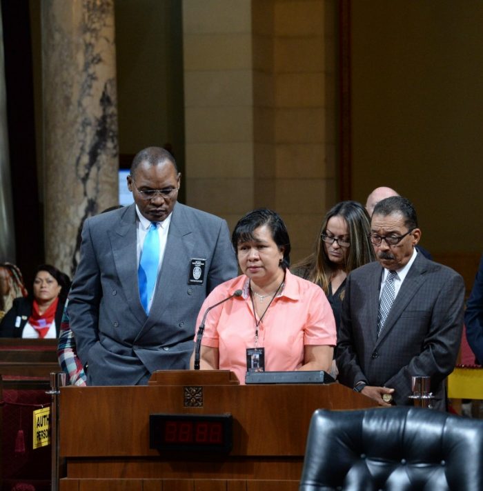 LAPD Commander Peter Whittingham and Council President Herb Wesson listens as a family member of Carlos Segovia-Lopez, right photo, speaks before the L.A. City Council. Wesson proposed a $50,000 reward for information about the death of the 19-year-old Camp Pendleton Marine Carlos Segovia-Lopez was shot in South L.A. (courtesy photo) 