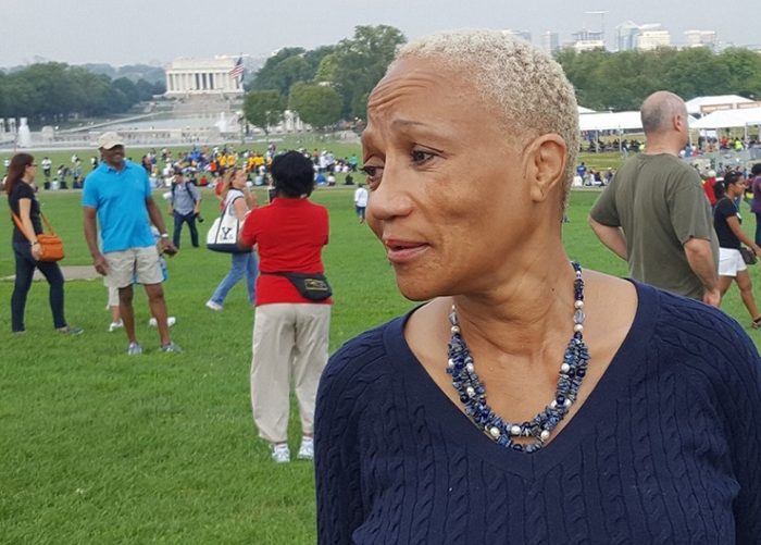 Carolyn Tillery of Arlington, Va., cried when she saw the National Museum of African American History and Culture on Sept. 24 before the grand opening ceremonies at the National Mall in Washington D.C. (William J. Ford/The Washington Informer)