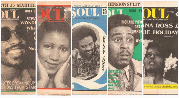 A purveyor of cool in the black community, some of SOUL Newspaper’s popular issues featured Stevie Wonder, Aretha Franklin, Quincy Jones, Richard Pryor and Diana Ross. (Courtesy Photo) 