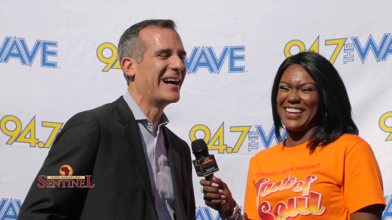 Mayor Eric Garcetti at the 11th annual Taste Of Soul family festival