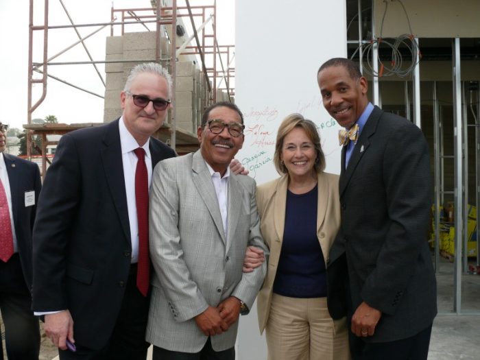  (From Left-to-Right): Howard Fullman, MD Area Medical Director for Kaiser Permanente West L.A, City Council President Herb Wesson, Georgina Garcia, RN SVP, Area Manager of Kaiser Permanente West L.A. and Dr. Erique Emel, MD and Physician-in-Charge of the Kaiser Permanente Baldwin Hills-Crenshaw Medical Office Building (Photo by Brian W. Carter)  