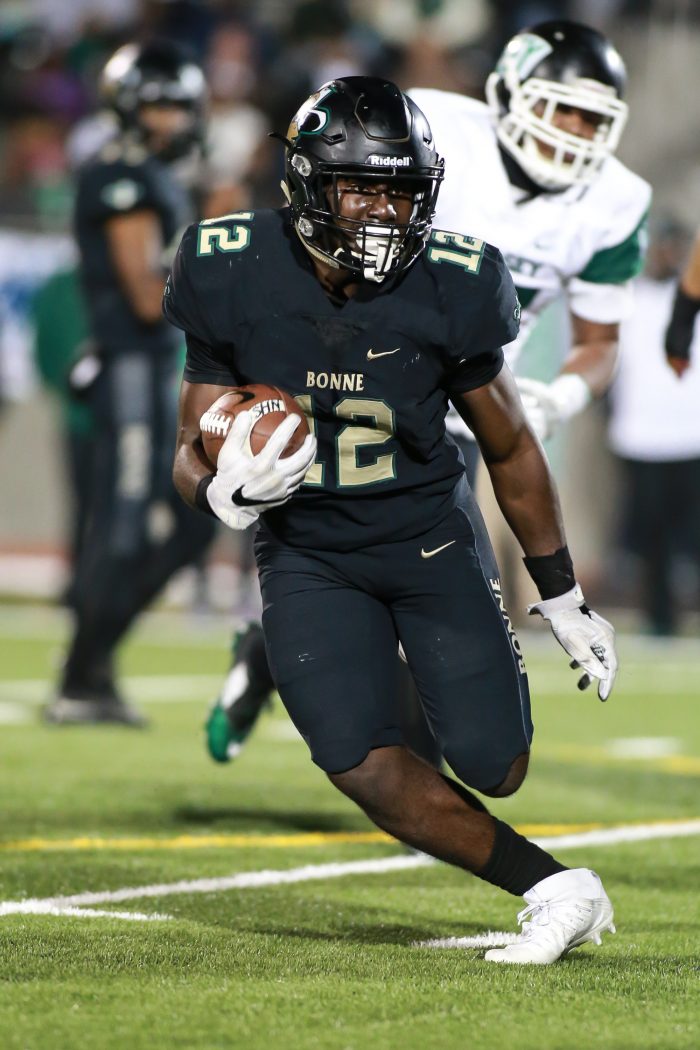 Narbonne running back Kameron Denmark (#12) (Photo by  Jevone Moore/Full Image 360)