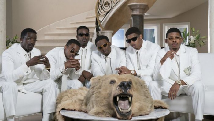  (l-r) Elijah Kelley as Ricky Bell,  Algee Smith as Ralph Tresvant, Y. Gray as Bivins, singer Luke James as Johnny Gill, Woody McClain as Bobby Brown, Keith Powers as Ronnie DeVoe, and Bryshere Y. Gray as Michael Bivins in The New Edition Story biopic scheduled to air in three-part miniseries on BET January 24-26, 2017.  (Courtesy of BET Networks) 