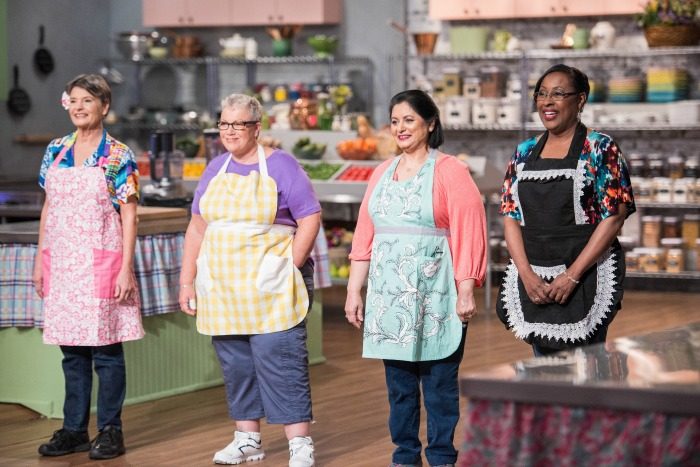   Food Network’s Clash of the Grandmas competitor (l to r) Joan Channon, Dale Roland, Neera Sharma, Veronica Hendrix (photo courtesy: Food Network)